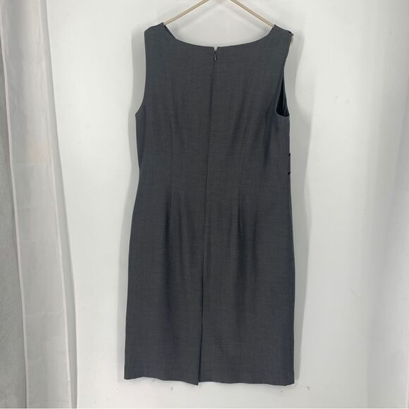 Black Label by Evan Picone Sz 14 Sleeveless Gray Sheath Dress with Black Piping - Picture 10 of 11